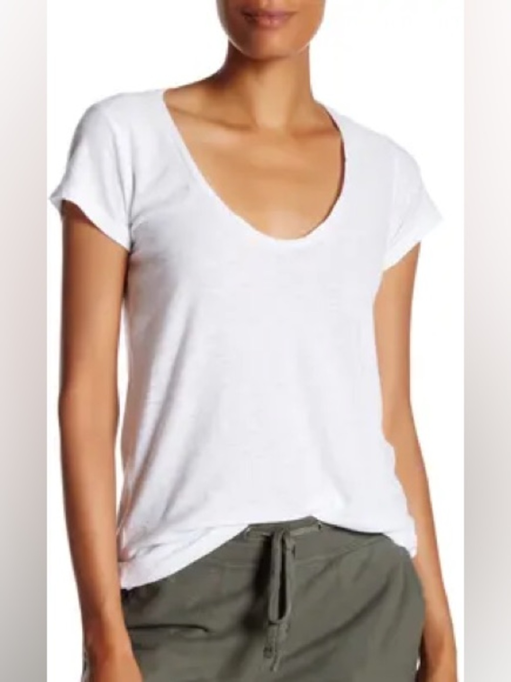James Perse White Scoop Neck Short Sleeve Tee